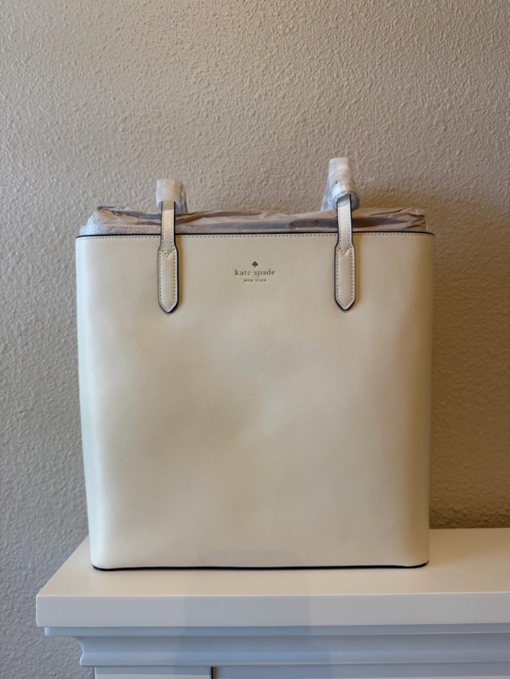 kate spade Cream Structured Saffiano Tote